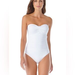 NWT Anne Cole Twist Front Shirred One Piece Swimsuit
